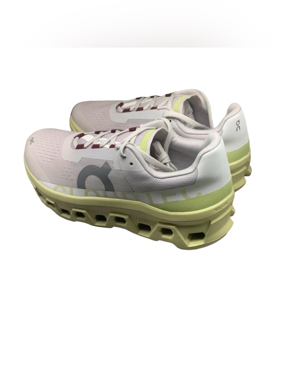 ON Cloud monster running trainers in white frost acacia